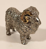 New Zealand Ram Sheep 2 1/4" Silver and Gold Tone Metal Figurine