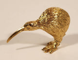 New Zealand Kiwi Bird Small 1 5/8" Gold Tone Metal Figurine
