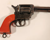 Vintage Victory Hand Gun Revolver with Red Handle Miniature Metal Cap Gun Keychain Charm Made in Hong Kong