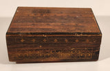 Rare Antique Regue Switzerland Engraved Wood Jewelry Music Box
