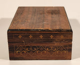 Rare Antique Regue Switzerland Engraved Wood Jewelry Music Box