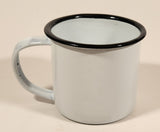 White with Black Rim Small 2 1/4" Kid's Enamel Metal Mug Cup With Handle