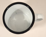 White with Black Rim Small 2 1/4" Kid's Enamel Metal Mug Cup With Handle