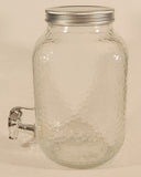 Vintage Bubble Textured Water Jug Dispenser 10" Clear Glass Bottle with Metal Lid