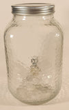 Vintage Bubble Textured Water Jug Dispenser 10" Clear Glass Bottle with Metal Lid