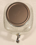 Vintage Bubble Textured Water Jug Dispenser 10" Clear Glass Bottle with Metal Lid