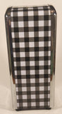 Black, Grey, and White Checkered Metal Napkin Dispenser