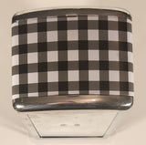 Black, Grey, and White Checkered Metal Napkin Dispenser