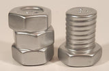 Nut and Bolt Silver Ceramic Salt and Pepper Shaker Set
