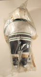 1992 Meadowlanders Bobo The Pro Bear NHL Minnesota North Stars Teddy Bear 21" Stuffed Plush Toy with Wood Hockey Stick in Bag with Tags Missing One Glove and Broken Stick
