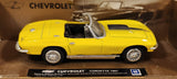 New Ray City Cruiser Collection Chevrolet 1967 Corvette Convertible Yellow 1/43 Scale Die Cast Toy Car Vehicle with Cardboard Backing