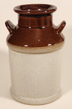 Vintage Glazed Ceramic Stoneware Brown Tan Two-tone Milk Can Crock Jug with Handles