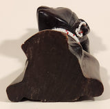 Vintage Hand Carved Masai Tribe Woman Head Bust with Beaded Necklace and Earrings 6" Wood Carved Statue