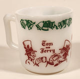 Vintage Hazel Atlas Tom And Jerry Auld Lang Syne Sheet Music 3" White Milk Glass Coffee Mug Cup