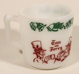 Vintage Hazel Atlas Tom And Jerry Auld Lang Syne Sheet Music 3" White Milk Glass Coffee Mug Cup