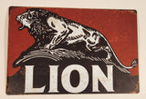 Lion Motor Oil Sign Logo Red Black White 7 3/4" x 11 3/4" Tin Metal Sign