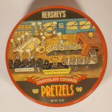 1992 Hershey's Milk Chocolate Covered Pretzels 7 1/4" Tin Metal Container