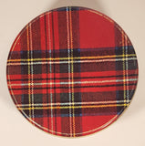 Scottish Red and Green Tartan Kilt Pattern Round 6 1/2" Tin Metal Container Christmas Gift Box