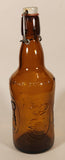 Vintage Fischer Biere d'Alsace Embossed Brown Amber Glass Beer Bottle with Porcelain Swing Top Lid