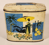 Vintage Gray And Dunn Biscuit Manufacturers Japanese Themed Tin Metal Container