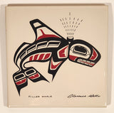 Clarence A Wells "Killer Whale" Aboriginal Art Ceramic Tile Trivet