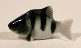 Green Striped White Fish 2 1/4" Porcelain Ceramic Figurine