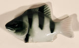 Green Striped White Fish 2 1/4" Porcelain Ceramic Figurine