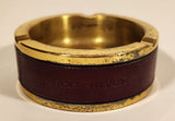Vintage Studer ReVox Audio Equipment Brown Leather Wrapped Brass Metal Advertising Ash Tray