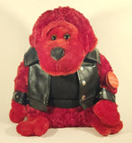 Wal-Mart MTY International Happy Valentine's Day Leather Jacket Pal Sitting Gorilla in Leather Jacket with Leather Wristbands Red 14" Stuffed Plush Toy New with Tags