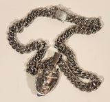 Silver Tone Rhinestone Encrusted Lion King Necklace and Bracelet Set