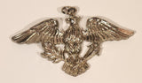 Patriotic American Eagle 2" x 3 1/2" Silver Tone Metal Necklace Pendant