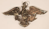 Patriotic American Eagle 2" x 3 1/2" Silver Tone Metal Necklace Pendant