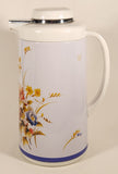 Blue Red Yellow Flower Pattern White 10 1/2" Thermal Water Pitcher Jug