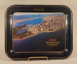 Vintage 1980 60th Anniversary of Coca-Cola in Vancouver 1920-1980 Aerial Shot of Downtown Vancouver and Part of Stanley Park Official Blue Metal Beverage Tray