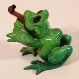 2009 Kitty Critters Bugsy Green Front with Ladybug On It's Tongue 3 1/4" Ceramic Figurine