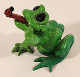 2009 Kitty Critters Bugsy Green Front with Ladybug On It's Tongue 3 1/4" Ceramic Figurine