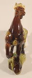 Vintage Chinese Tang Dynasty Brown War Horse with White Mane with Saddle and Medallions Glazed 12 3/4" Ceramic Figurine