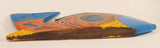 Vintage Mexican Folk Art Tropical Fish Blue Orange Gold Hand Painted 17" Carved Wood Sculpture