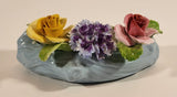 Vintage Stanley Bone China England Miniature Blue Curved Log Porcelain Floral Flower Bouquet