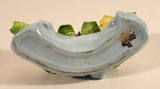 Vintage Stanley Bone China England Miniature Blue Curved Log Porcelain Floral Flower Bouquet