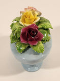 Vintage Stanley Bone China England Miniature Blue Vase Porcelain Floral Flower Bouquet