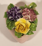 Vintage Stanley Bone China England Miniature Pink Heart Porcelain Floral Flower Bouquet