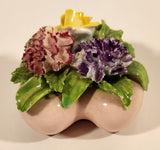 Vintage Stanley Bone China England Miniature Pink Heart Porcelain Floral Flower Bouquet