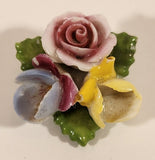 Vintage Crown Staffordshire Porcelain Floral Flower Bouquet Brooch Pin