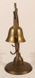 Vintage Captain's Ship Wheel Bell 9" floral Engraved Brass Metal Key Hanger