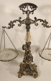 Vintage Bleikristall Ornate Cherub Themed 17 1/4" Tall Brass and 24% Leaded Crystal Glass Tray Scales of Justice Balance Scale