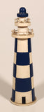 Blue and White Checkered Lighthouse 5 3/4" Wooden Ornament