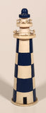 Blue and White Checkered Lighthouse 5 3/4" Wooden Ornament