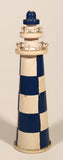 Blue and White Checkered Lighthouse 5 3/4" Wooden Ornament