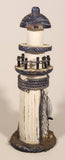 White and Blue Lighthouse with Fish and Fishing Nets Hanging 8 1/2" Wood Ornament